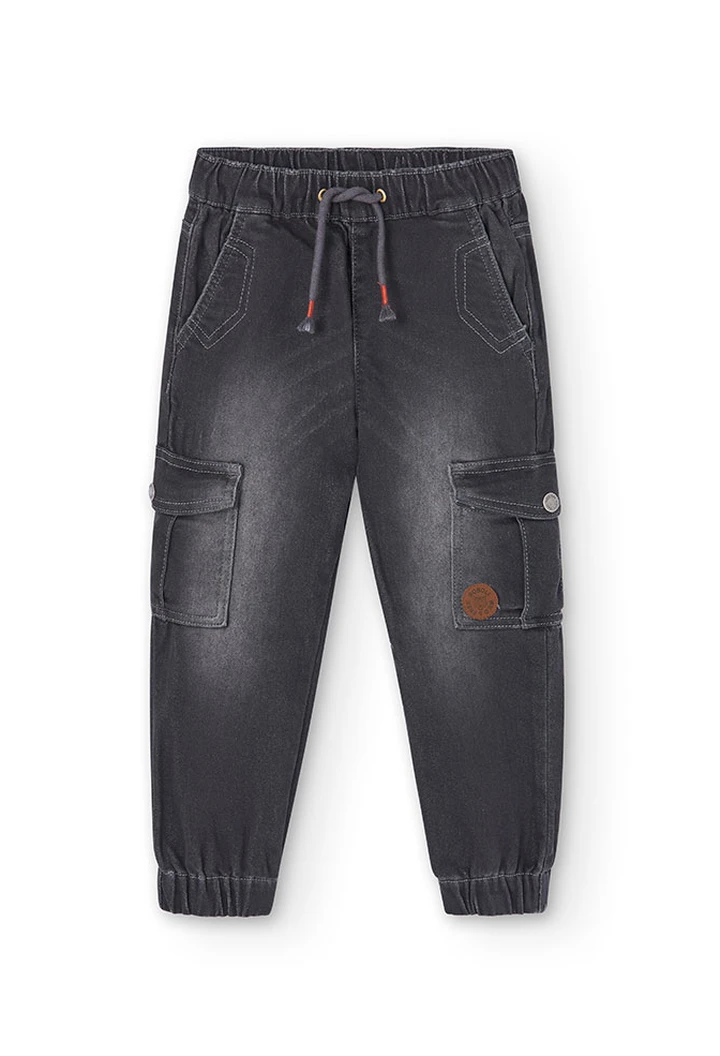 Pantalon en denim tricoté gris pour garçon