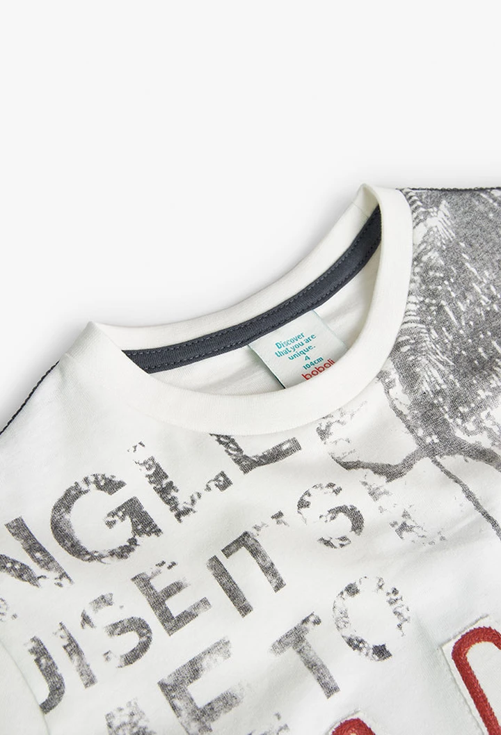 T-shirt à mailles blanc pour garçon