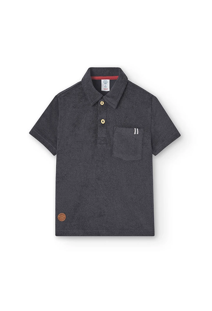 Polo garçon en éponge grise