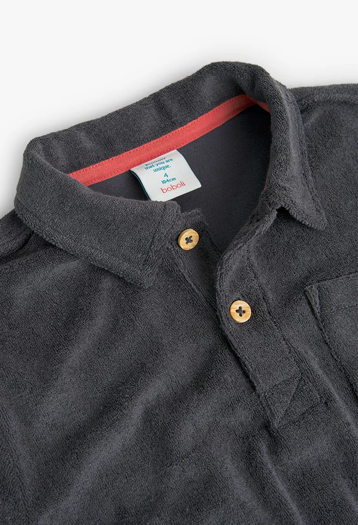 Polo garçon en éponge grise