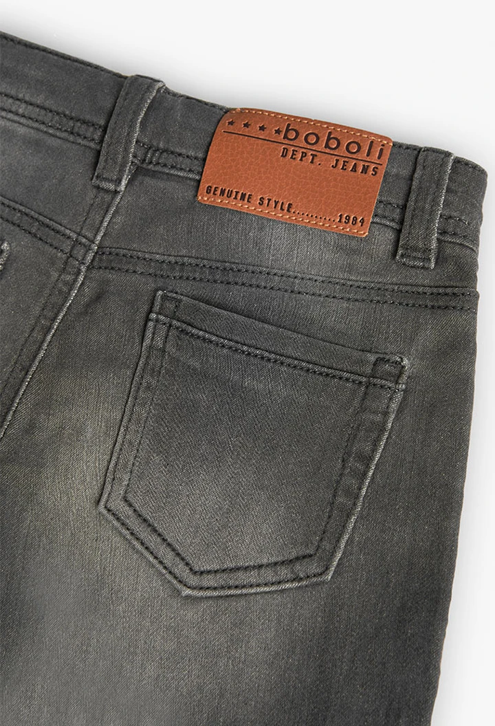 Bermuda tricoté en denim pour bébé garçon de couleur grise