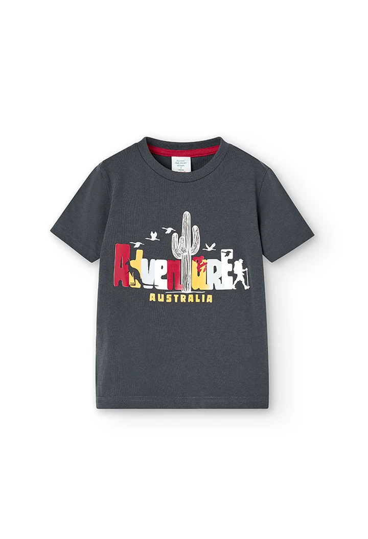 T-shirt à mailles gris pour garçon