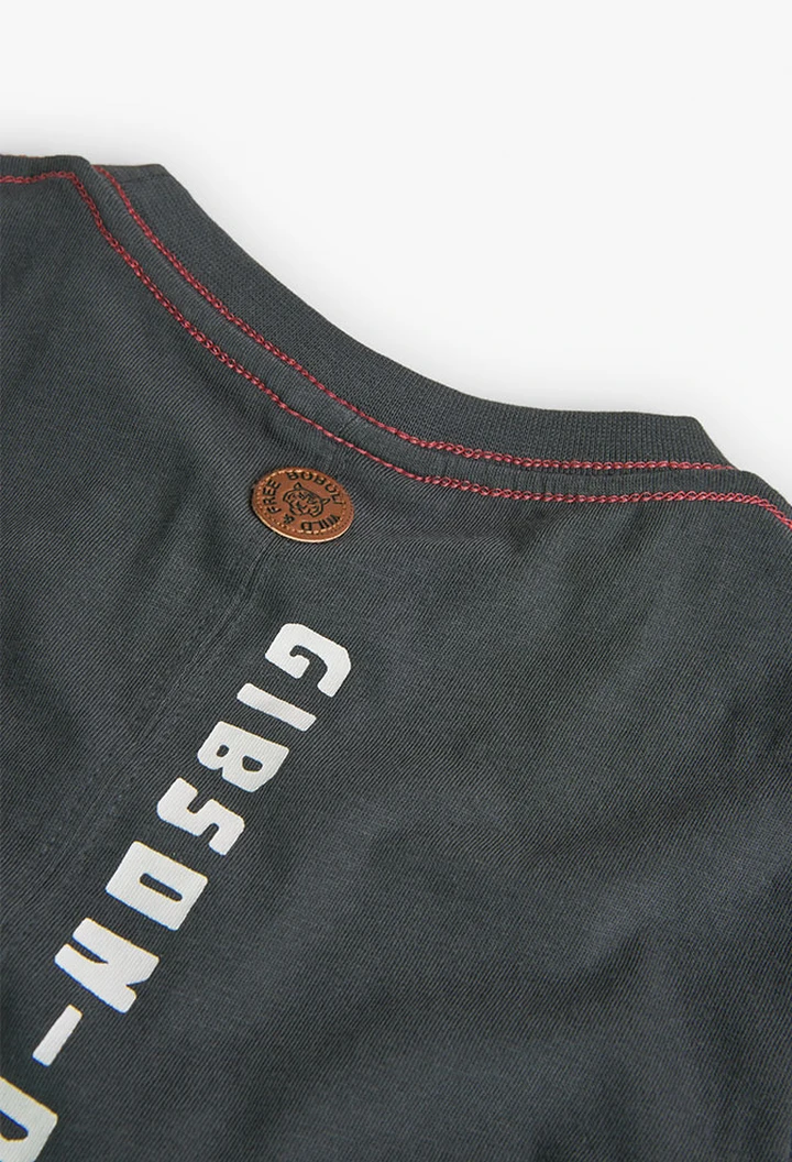 T-shirt à mailles gris pour garçon
