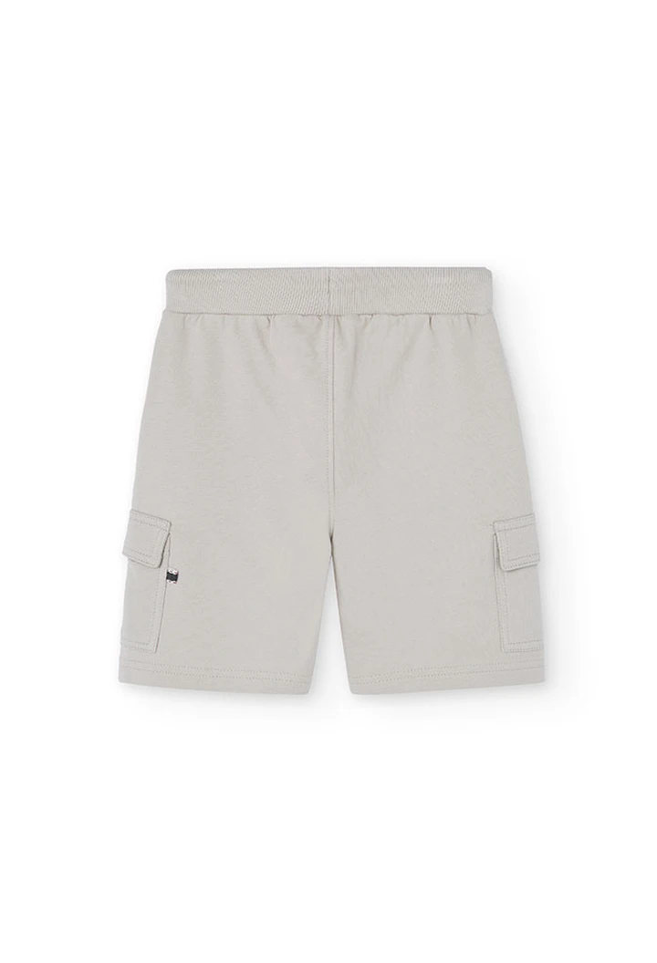 Bermuda garçon en molleton couleur beige