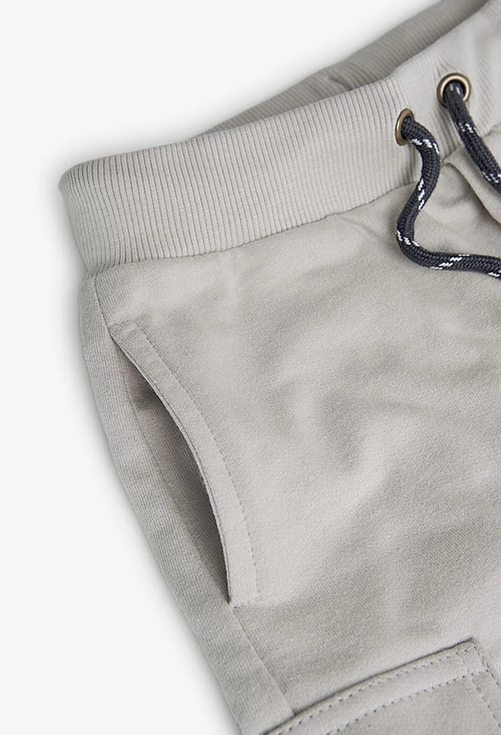Bermuda garçon en molleton couleur beige