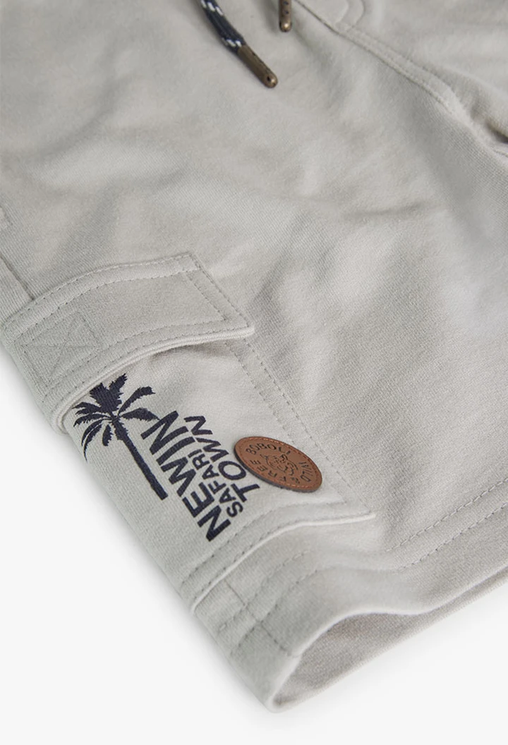 Bermuda garçon en molleton couleur beige