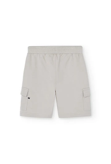 Boy\'s beige plush Bermuda shorts