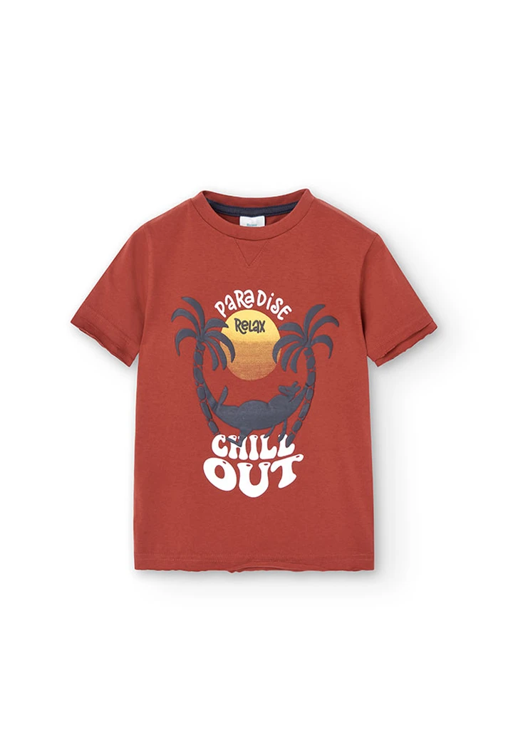 T-shirt à mailles orange pour garçon