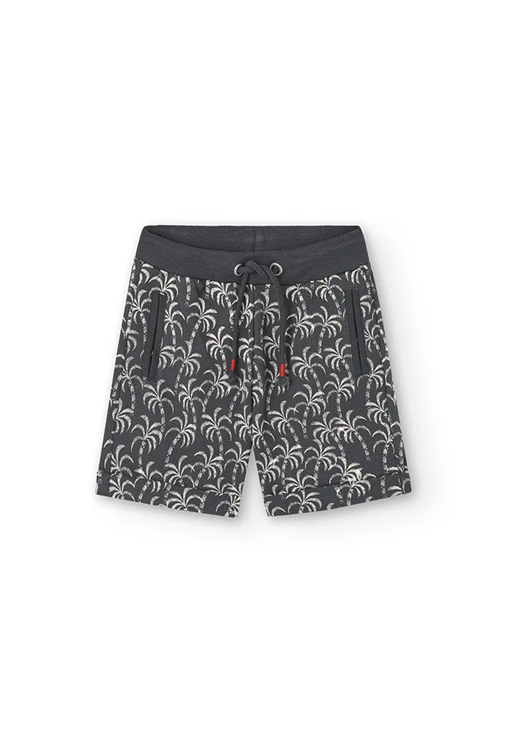 Boy's plush shorts with grey print