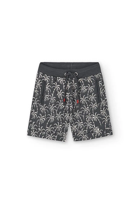 Fleece-Bermuda-Shorts bedruckt, für Jungen in Farbe Grau
