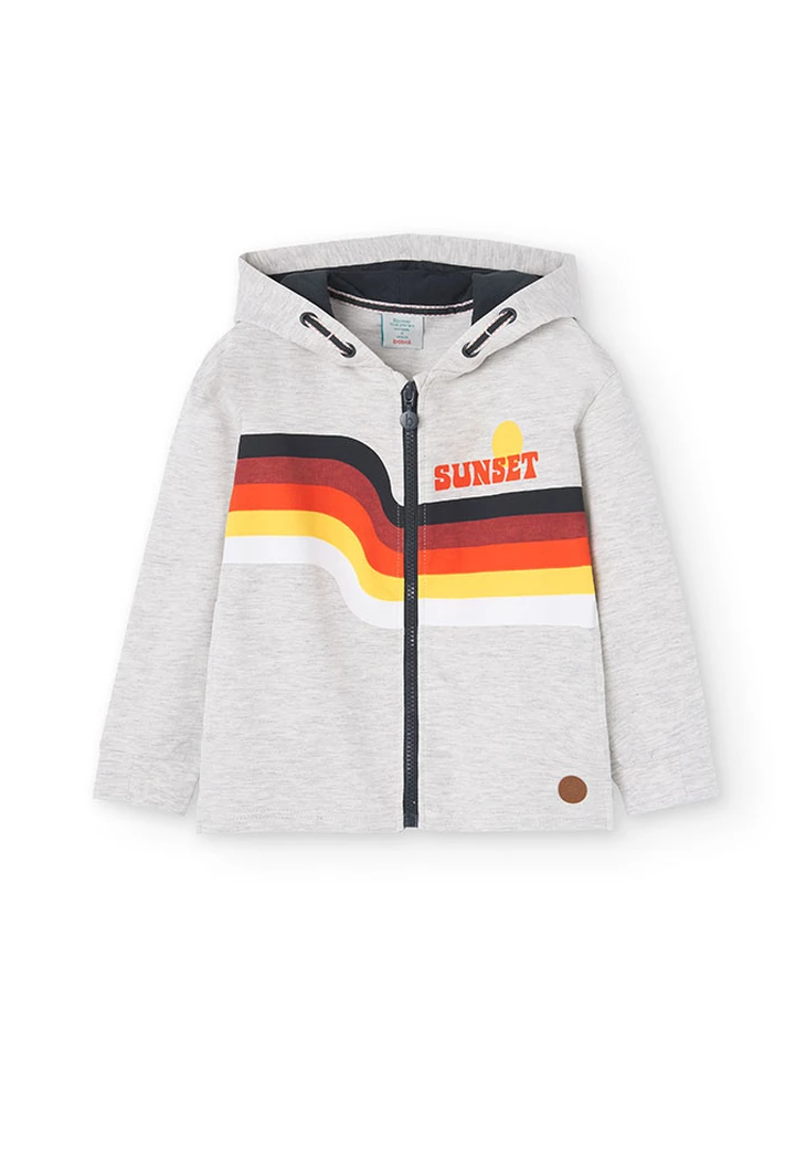 Veste molleton à capuche pour garçon, écru