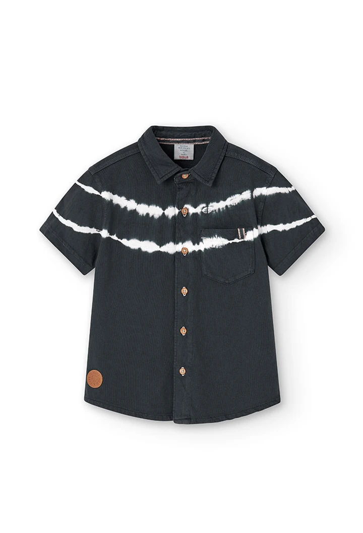Chemise en tricot teintée pour garçon, couleur grise