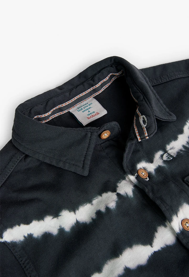Chemise en tricot teintée pour garçon, couleur grise
