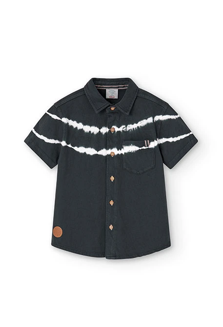 Strick-Hemd gefärbt, für Jungen, in Farbe Grau