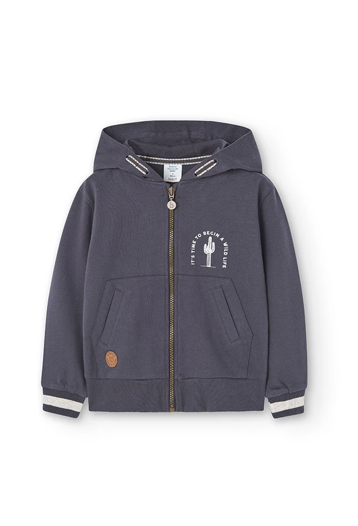Veste molleton à capuche pour garçon en gris