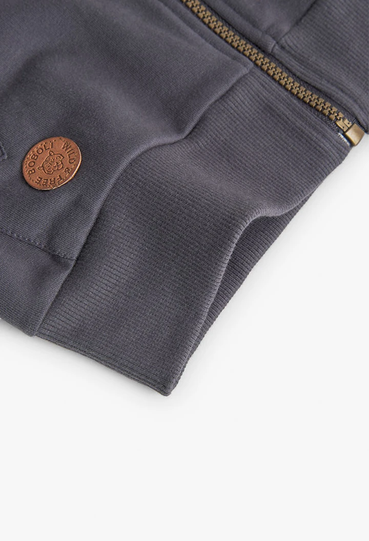 Veste molleton à capuche pour garçon en gris