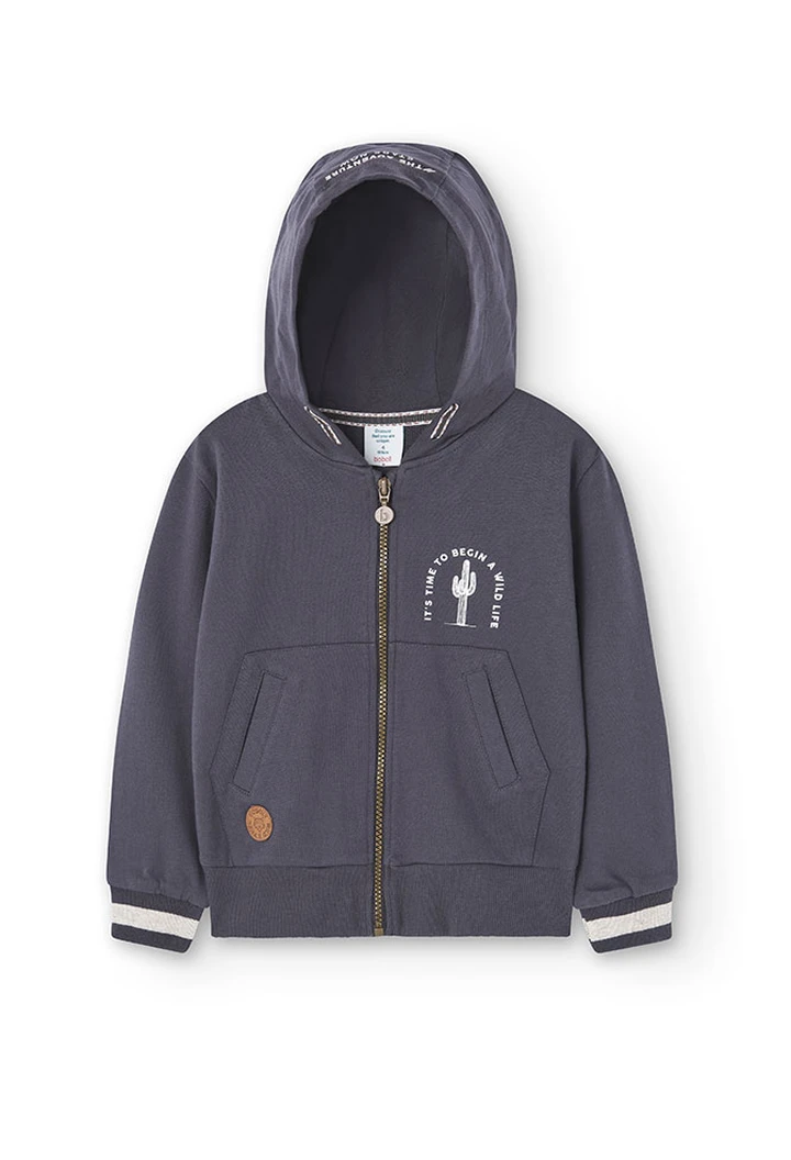 Veste molleton à capuche pour garçon en gris