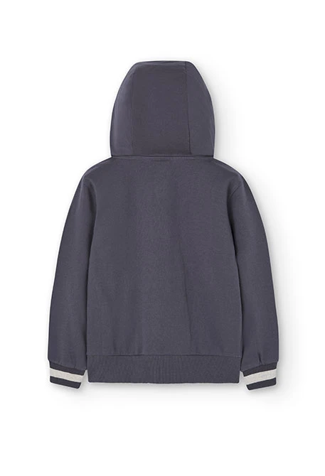 Boy's grey hooded plush jacket