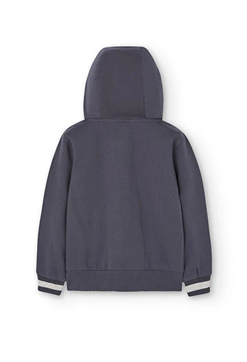 Boy\'s grey hooded plush jacket