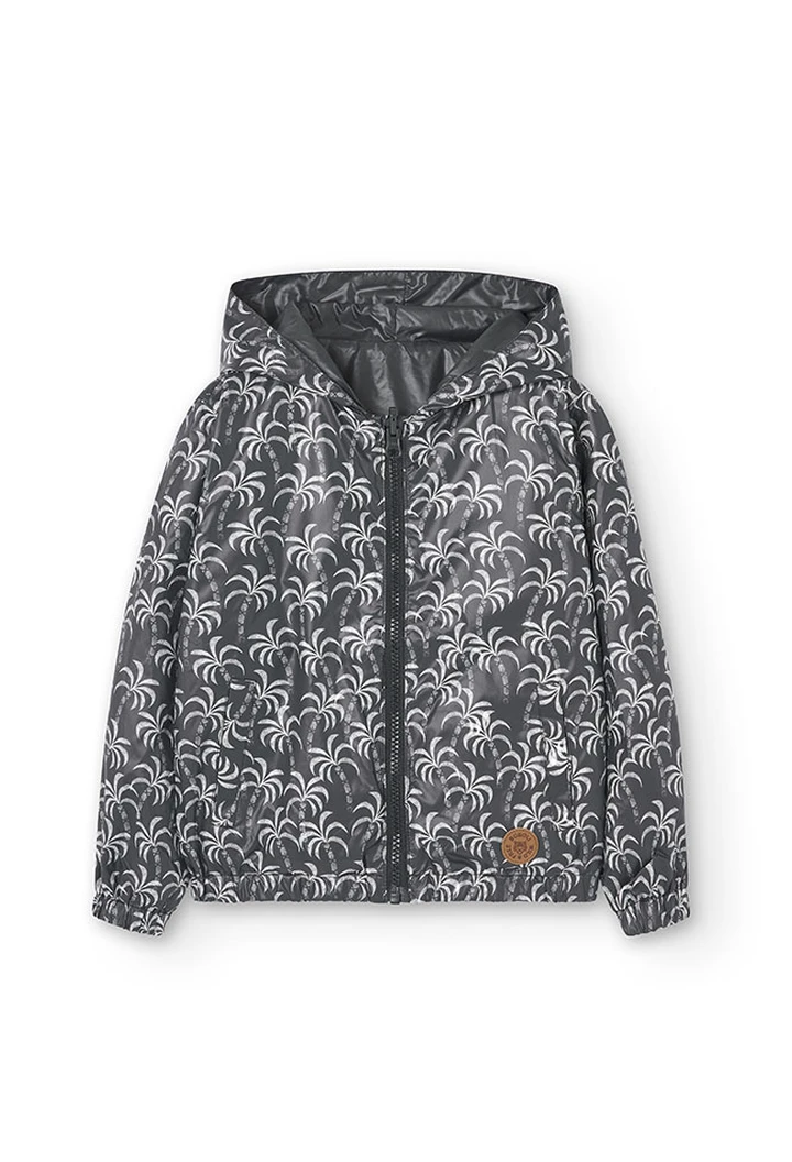 Parka garçon réversible en tissu technique imprimé