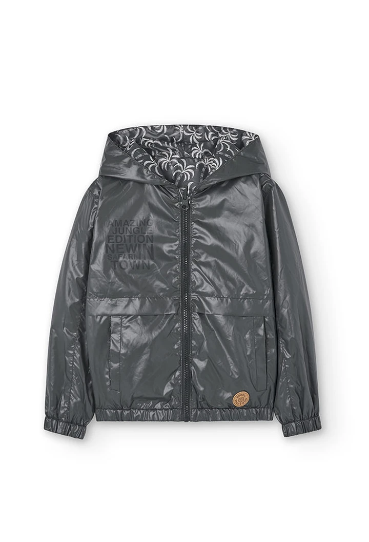 Parka garçon réversible en tissu technique imprimé