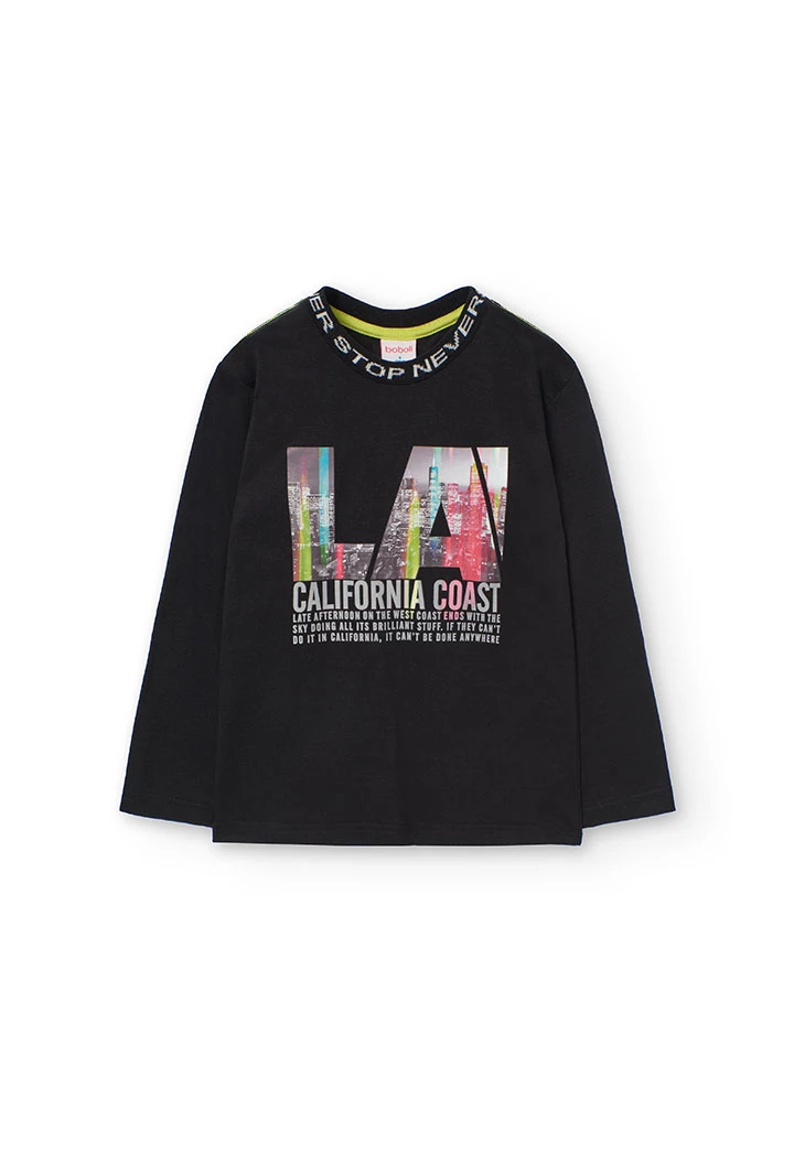 Camiseta de punto para niño en negro