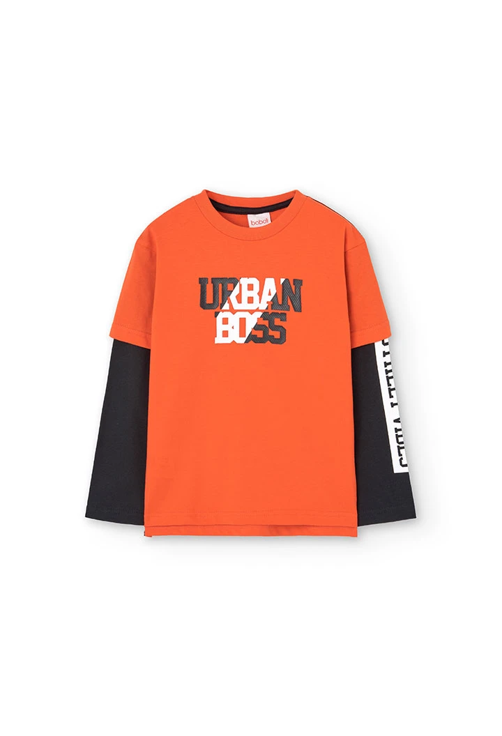 Camiseta de punto para niño en naranja