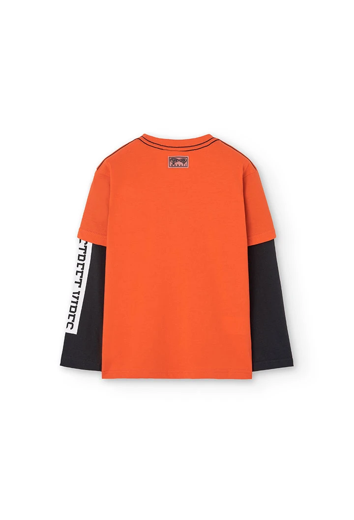 Camiseta de punto para niño en naranja