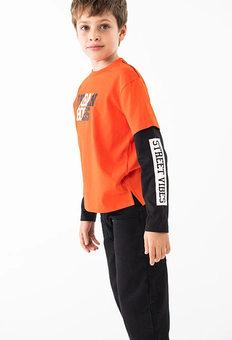 Camisola de malha para menino em laranja