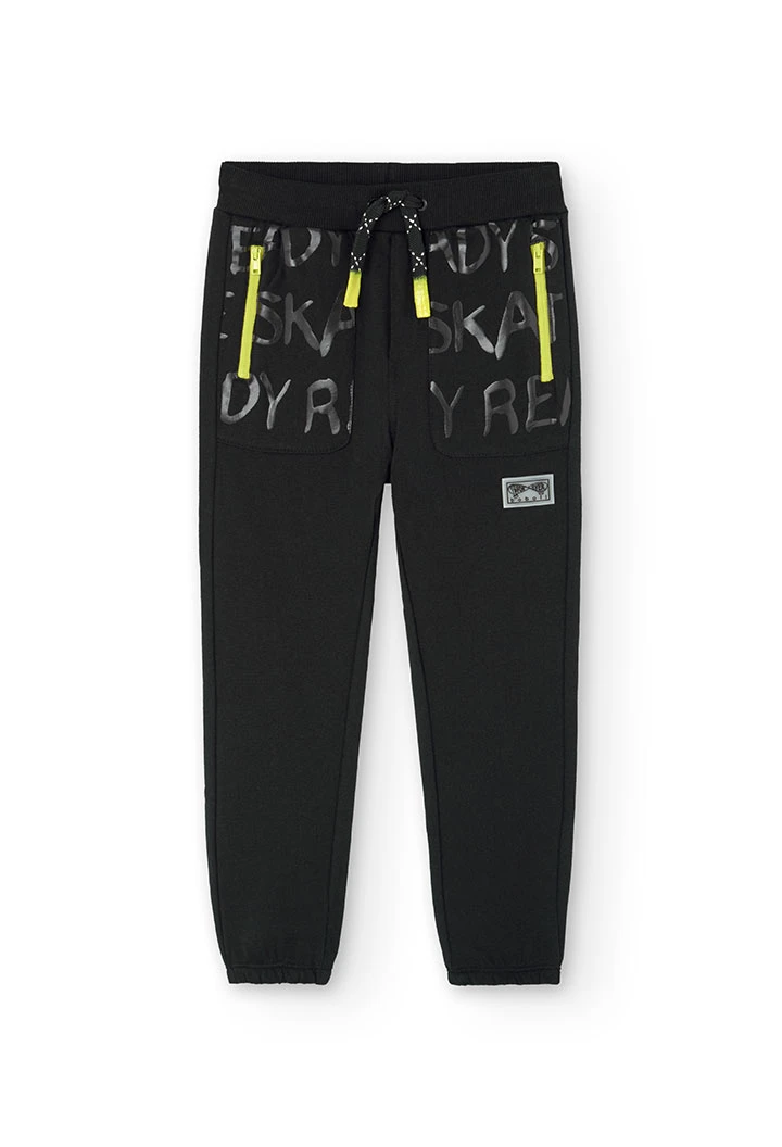 Pantalón de felpa para niño en negro