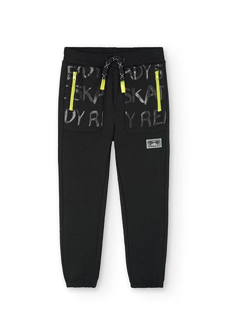 Black fleece trousers for boys