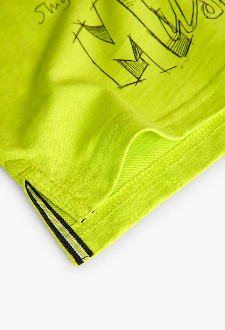 Maglietta a maglia per bambino con stampa in verde lime