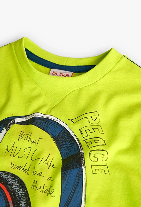 Maglietta a maglia per bambino con stampa in verde lime