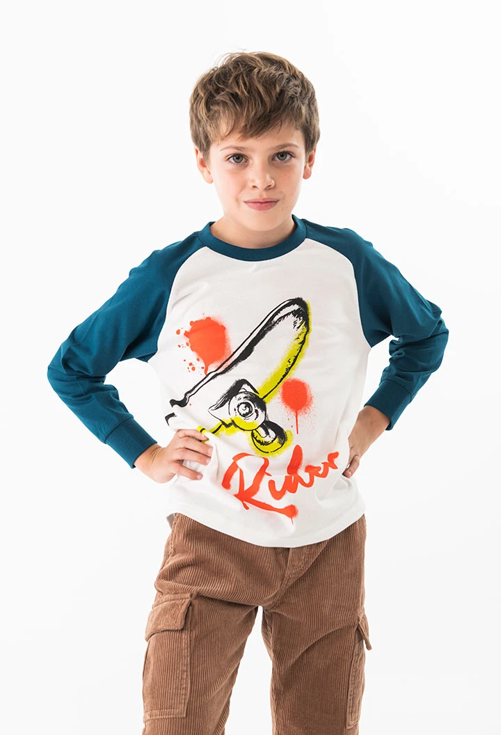 Camiseta de punto para niño en blanco