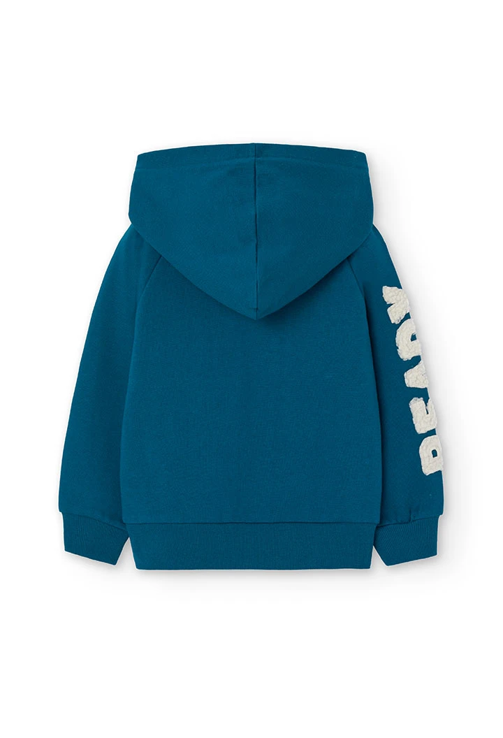 Chaqueta de felpa para niño en verde oscuro