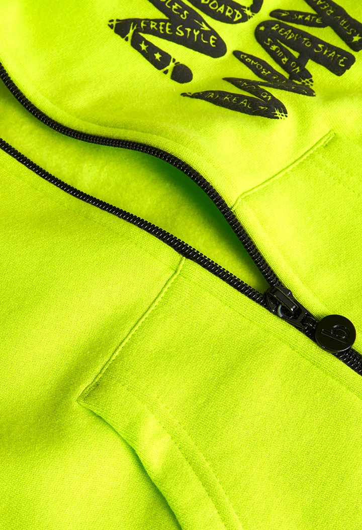 Chaqueta de felpa para niño en verde lima