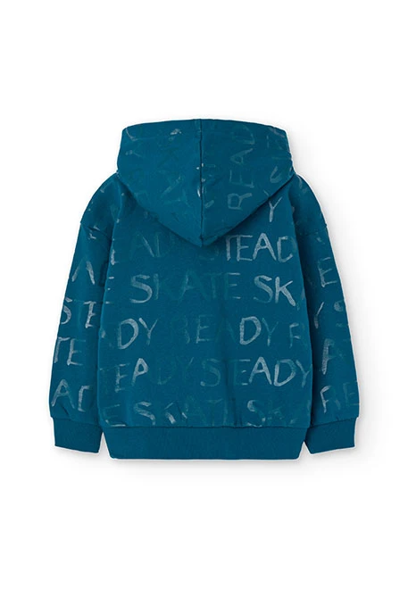 Fleece sweatshirt for boy with navy blue print