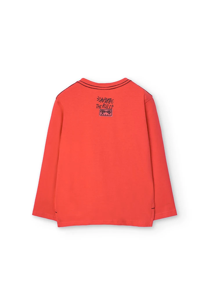 Camiseta de punto para niño estampado en color naranja