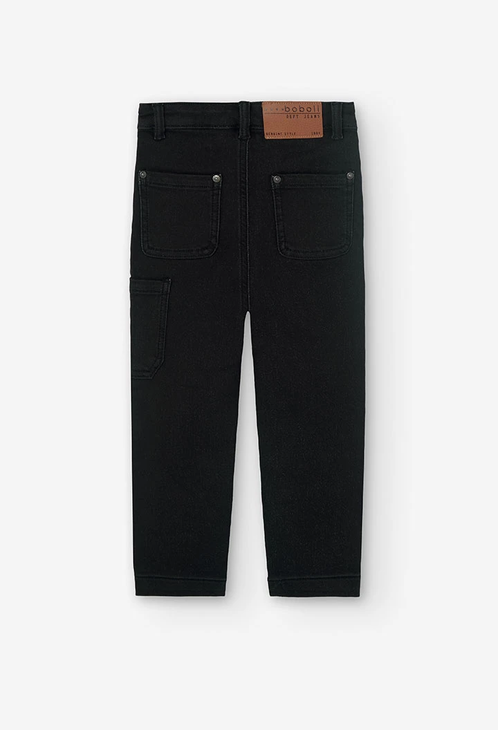 Knitted denim trousers for boys in black