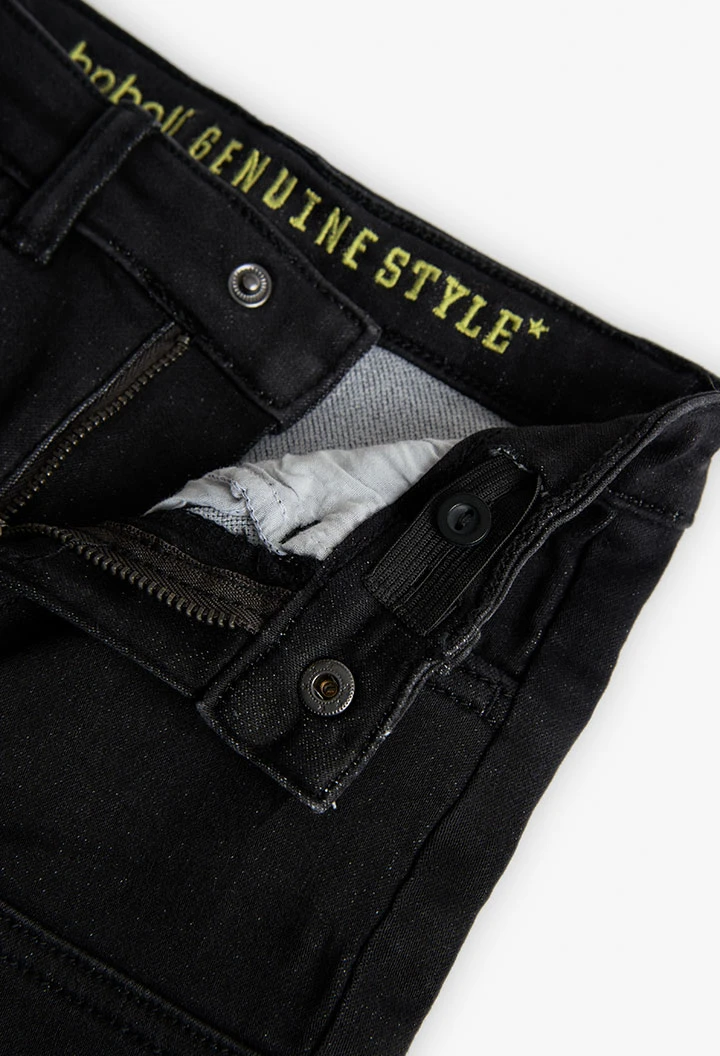 Pantalón denim de punto para niño en negro