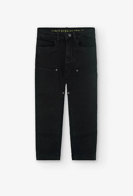 Knitted denim trousers for boys in black