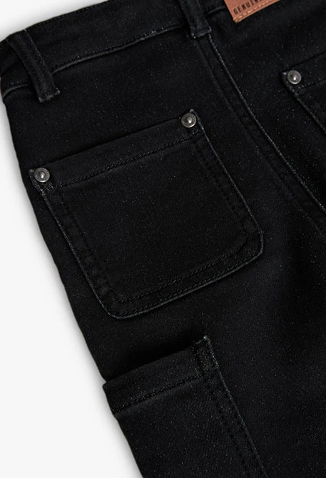 Pantaló denim de punt per a nen en negre