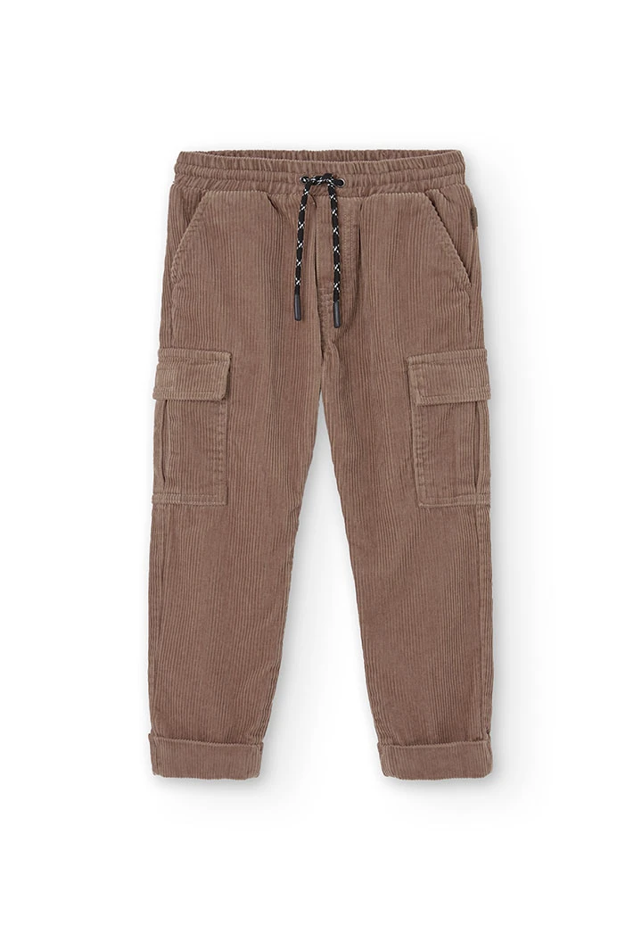 Pantalon en velours côtelé pour garçon en marron