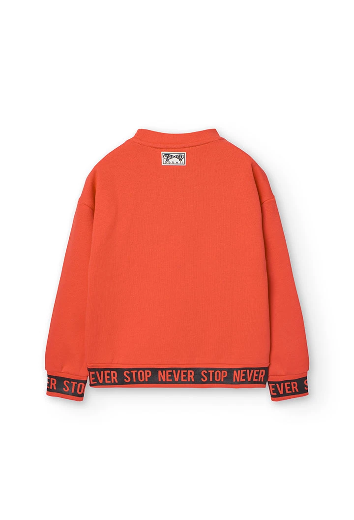 Fleece sweatshirt for boy in orange