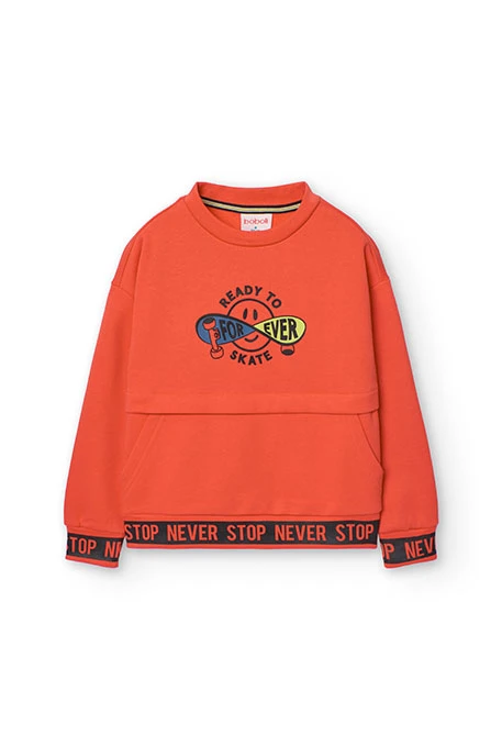 Fleece sweatshirt for boy in orange