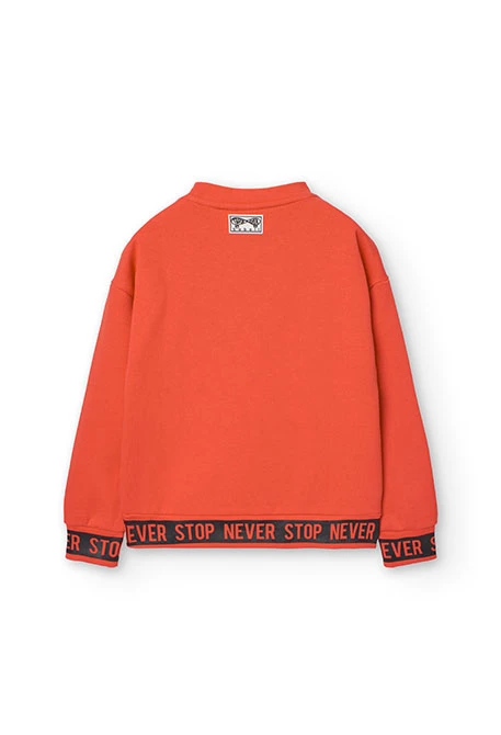 Fleece sweatshirt for boy in orange