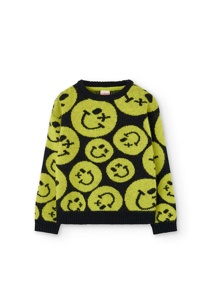 Pull en tricot pour garçon avec imprimé smile.