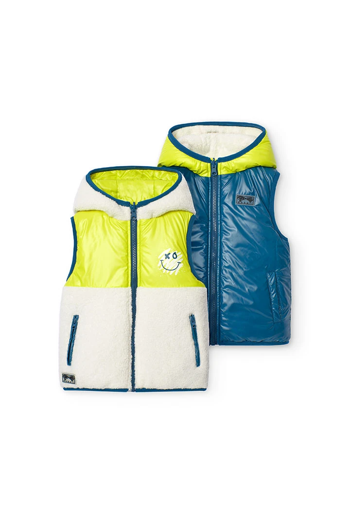 Gilet di montone reversibile per bambino in bianco