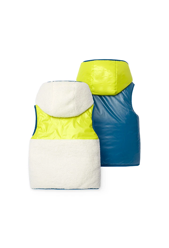 Gilet matelassé à capuche réversible pour garçon en blanc