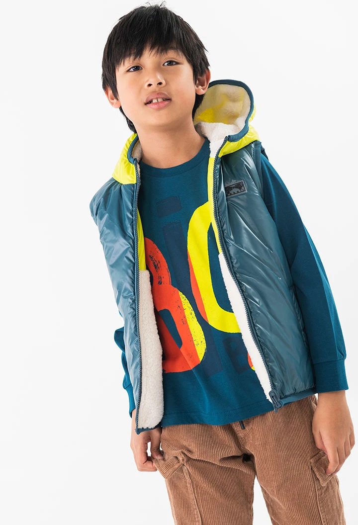 Reversible fleece vest for boys in white